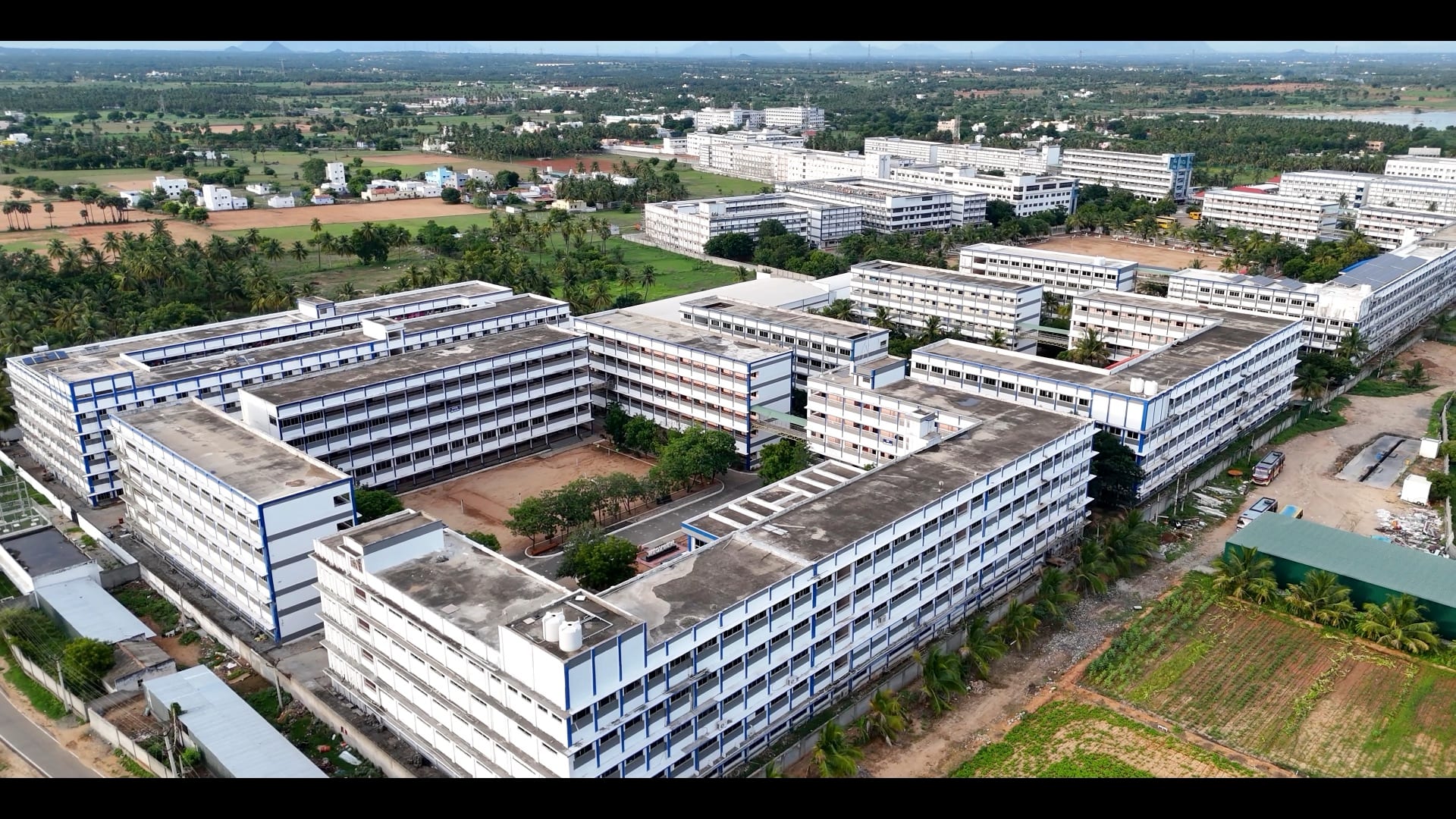 The teaching blocks at Tiruchengode from the air